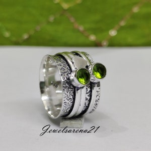 Peridot Spinner Ring, Spinner Ring, 925 Silver Ring, Handmade Ring, Meditation Ring, Fidget Ring, Worry Ring, Women Ring, Gift For Her, QA11