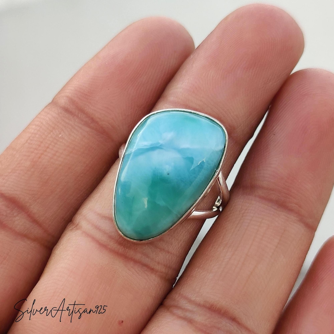 Genuine Kingman Turquoise Ring - Sterling Silver Gemstone Jewelry ...