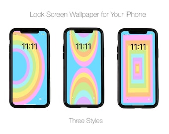 iPHONE Lock Screen WALLPAPER > Digital Wallpaper > Instant Download > Retro  70s  > Retro 80s > Rainbow Pattern