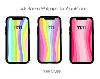 iPHONE Lock Screen WALLPAPER | Instant Download | Digital Download | iPhone Background | Rainbow Colours | Stripes | Lines | Colourful