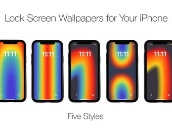 iPHONE Lock Screen WALLPAPER > Digital Wallpaper > Instant Download > Retro Rainbow > Rainbow > Colourful >  > Multi Coloured >