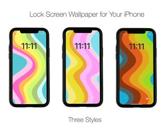 iPHONE Lock Screen WALLPAPER * Instant Download * Digital Download * Retro Rainbow * Colour Stripes * Retro * iPhone Background *
