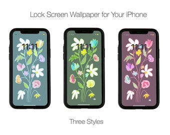 iPHONE Lock Screen WALLPAPER  > Digital Wallpaper  > Instant Download > Flowers & Nature > Floral > Colourful > Field of Flowers