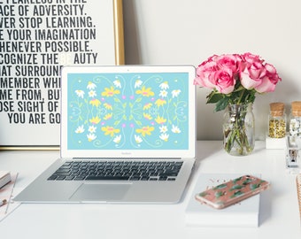 MAC Laptop Home Screen WALLPAPER > Digital Wallpaper > Instant Download > Flowers > Flower Pattern > Floral > Spring Gardens