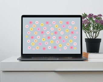 MAC Laptop Home Screen WALLPAPER > Digital Wallpaper > Instant Download > Retro 70s > Retro Flowers > Flowers > Tiny Flowers All the Powers