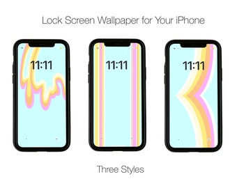 iPHONE Lock Screen WALLPAPER > Digital Wallpaper > Instant Download > Retro 70s > Retro 80s > Retro > Stripes > Pastel Colours