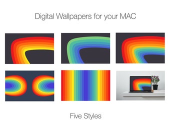 MAC Laptop Home Screen WALLPAPER > Digital Wallpaper > Instant Download Rainbow > Prism > Retro 80s > Roller Rink Rainbow