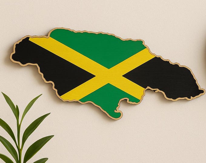 Jamaica Flag Wooden Map: Handmade Caribbean Wall Art