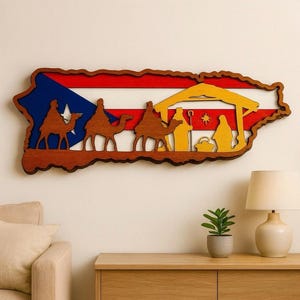 Puerto Rico Natividad SVG archivo en capas Reyes Magos Navidad laser cut svg glowforge lightburn dxf ai pdf decoracion boricua digital