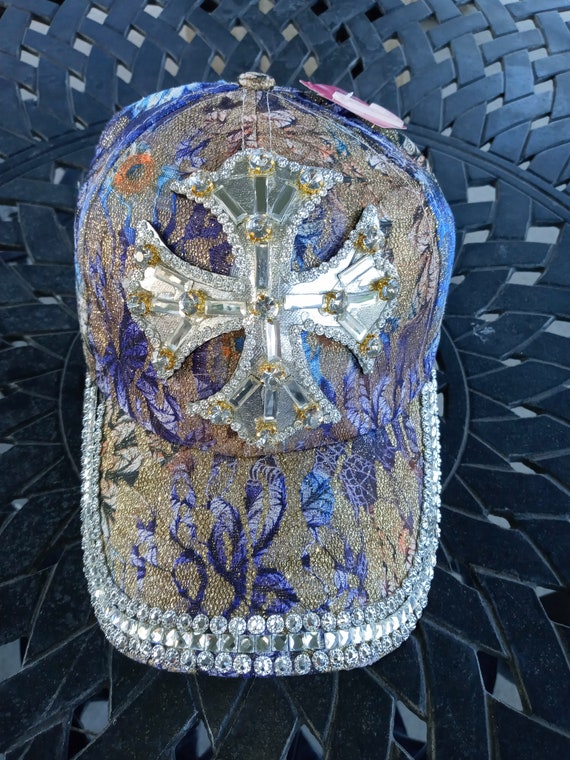 Rhinestone Ladies Formal Hat / Cap Floral Design - Etsy display picture 2
