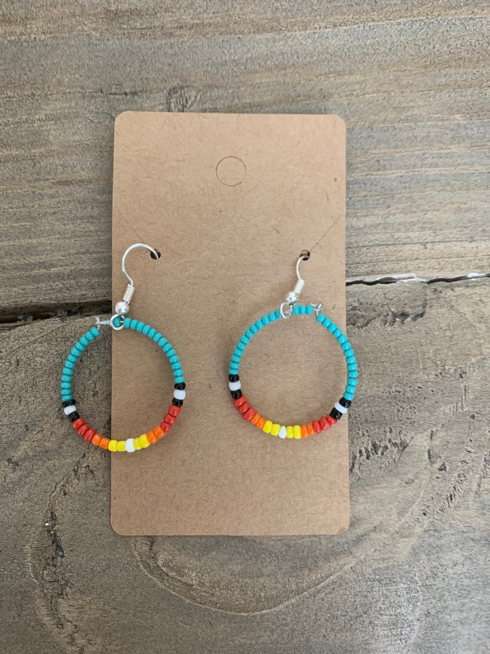 Western boho beaded hoop earrings Etsy
