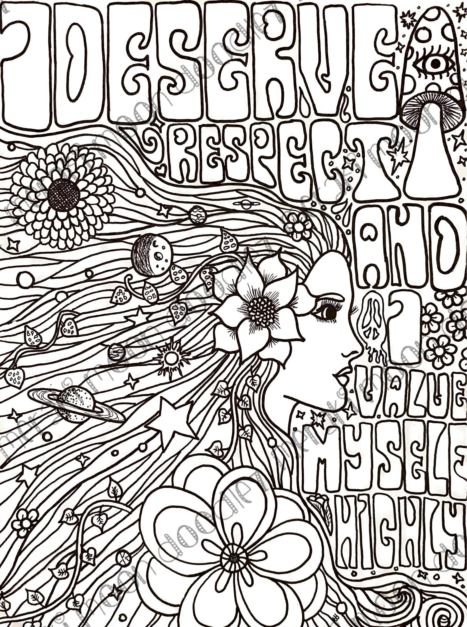 i deserve respect coloring book page mantras and etsy hong kong