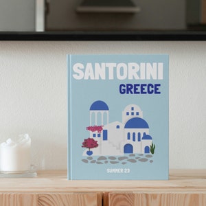 SANTORINI  Travel Print Photo Book Template | Customizable Coffee Book Table, Travel Journal Print, Decorative Books, Ebook Template Canva