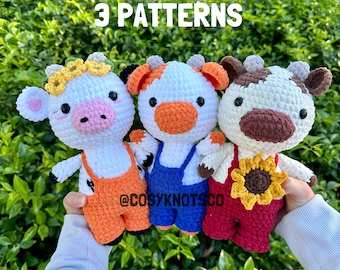 Peluche vache motif tournesol au crochet | Motif vache | Amigurumi vache PDF | Animal au crochet | Patron au crochet Amigurumi | Amigurumi au crochet | 3