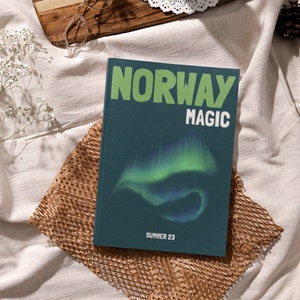 Modello di libro fotografico con stampa di viaggio NORVEGIA / Tavolino da caffè personalizzabile, diario di viaggio stampabile, libri decorativi, modello Ebook Canva