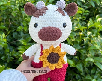 Peluche vache motif tournesol au crochet | Motif vache | Amigurumi vache PDF | Animal au crochet | Patron au crochet Amigurumi | Amigurumi au crochet
