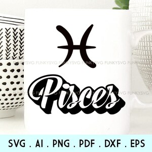 Vissen - Hand Geïllustreerde SVG Eps Png, Sterrenbeeld Svg, Dierenriem Svg, Horoscoop Svg Cut File
