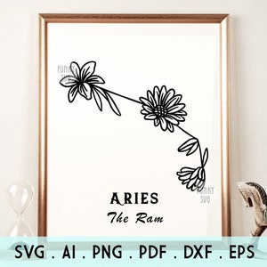 Ram - Hand Geïllustreerde SVG Eps Png, Sterrenbeeld Svg, Dierenriem Svg, Horoscoop Svg Cut File