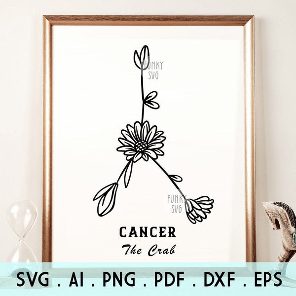 Cancer - Hand Illustrated SVG Eps Png, Constellation Svg, Zodiac Svg, Horoscope Svg Cut File