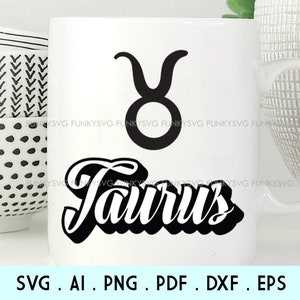 Stier - Hand geïllustreerde SVG Eps Png, Sterrenbeeld Svg, Zodiac Svg, Horoscoop Svg Cut File