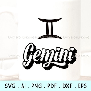 Tweelingen - Hand geïllustreerde SVG Eps Png, Constellation Svg, Zodiac Svg, Horoscoop Svg Cut File