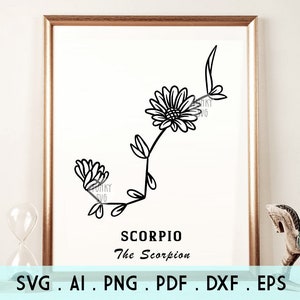 Scorpio - Hand Illustrated SVG Eps Png, Constellation Svg, Zodiac Svg, Horoscope Svg Cut File