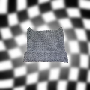 Heather Gray Cat Ear Crochet Beanie