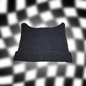 Black Cat Ear Crochet Beanie