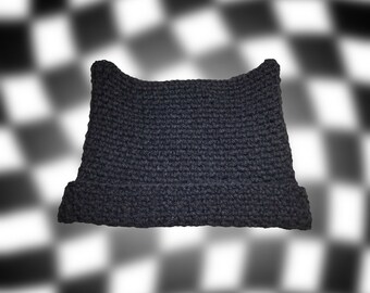 Black Cat Ear Crochet Beanie