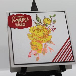 Envío de pensamientos felices su tarjeta de paso - tarjeta de felicitación personalizada - tarjeta temática de apreciación de flores - NoteCard- hecho a mano