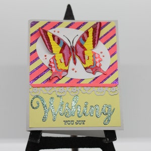 Wishing You Joy Card - Wenskaart- Vlinder themakaart - Notitiekaart- Wenskaart- Handgemaakt