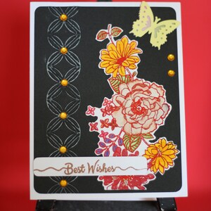Best Wishes Card - Floral Best Wishes Handgemaakte Kaart - Gepersonaliseerde Wenskaart - Aangepaste Notitiekaart - Handgemaakt
