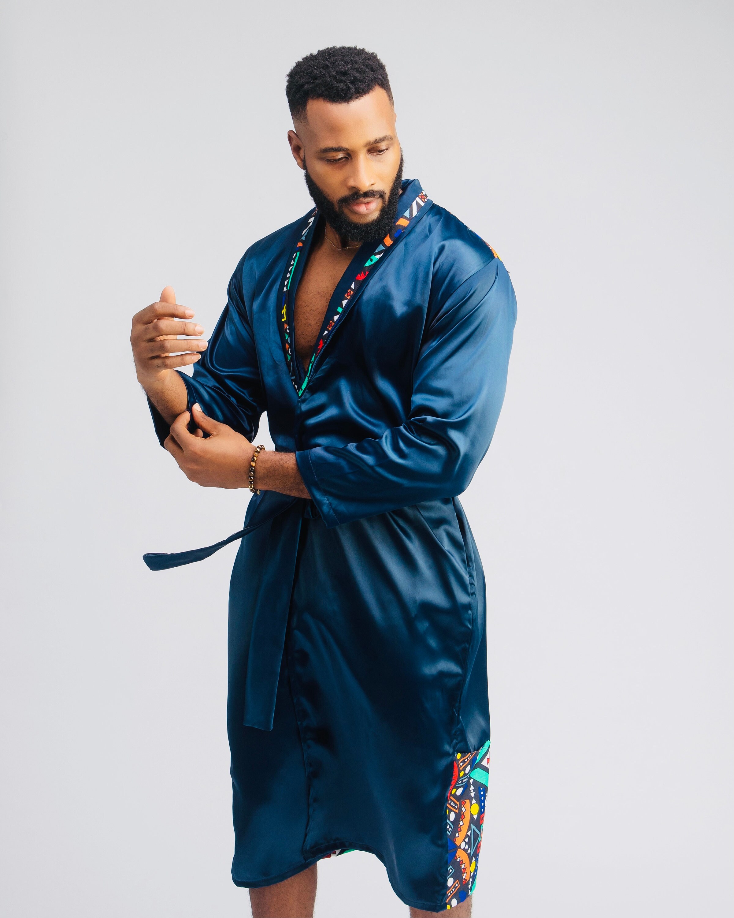 silk mens robe