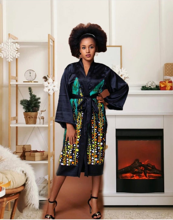 Women Silk Kimono Robes With African Print and Embroidery - Etsy