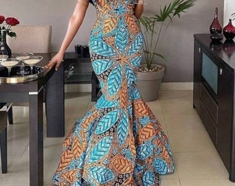African print women dresses, mermaid dress, party dresses for women , African print dresses, wedding Ankara dress Women African print Dress