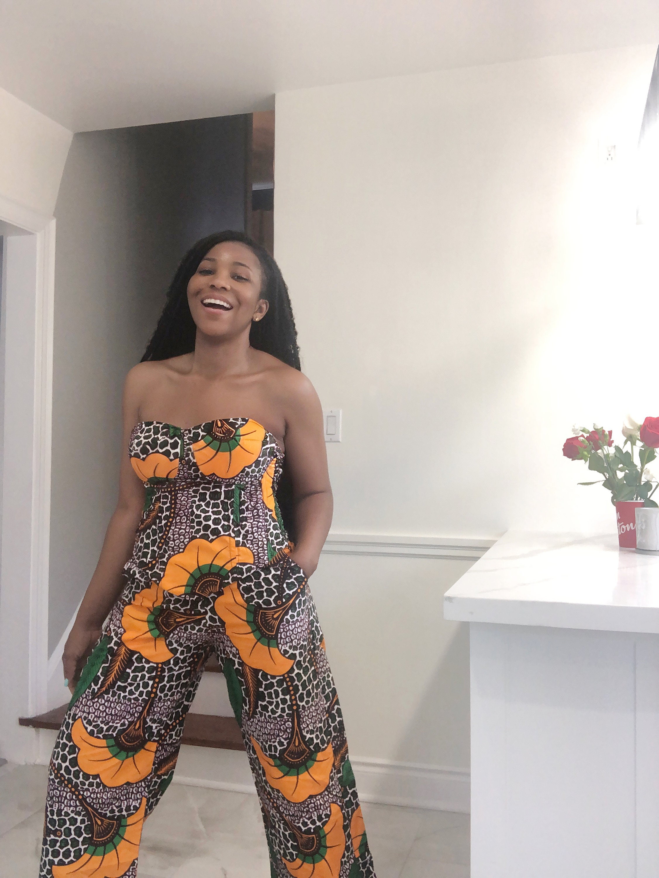 Women Pallazo Print and corset top , corset Jumpsuit Romper, Jumpsuit African print woman jumpsuit pallazo