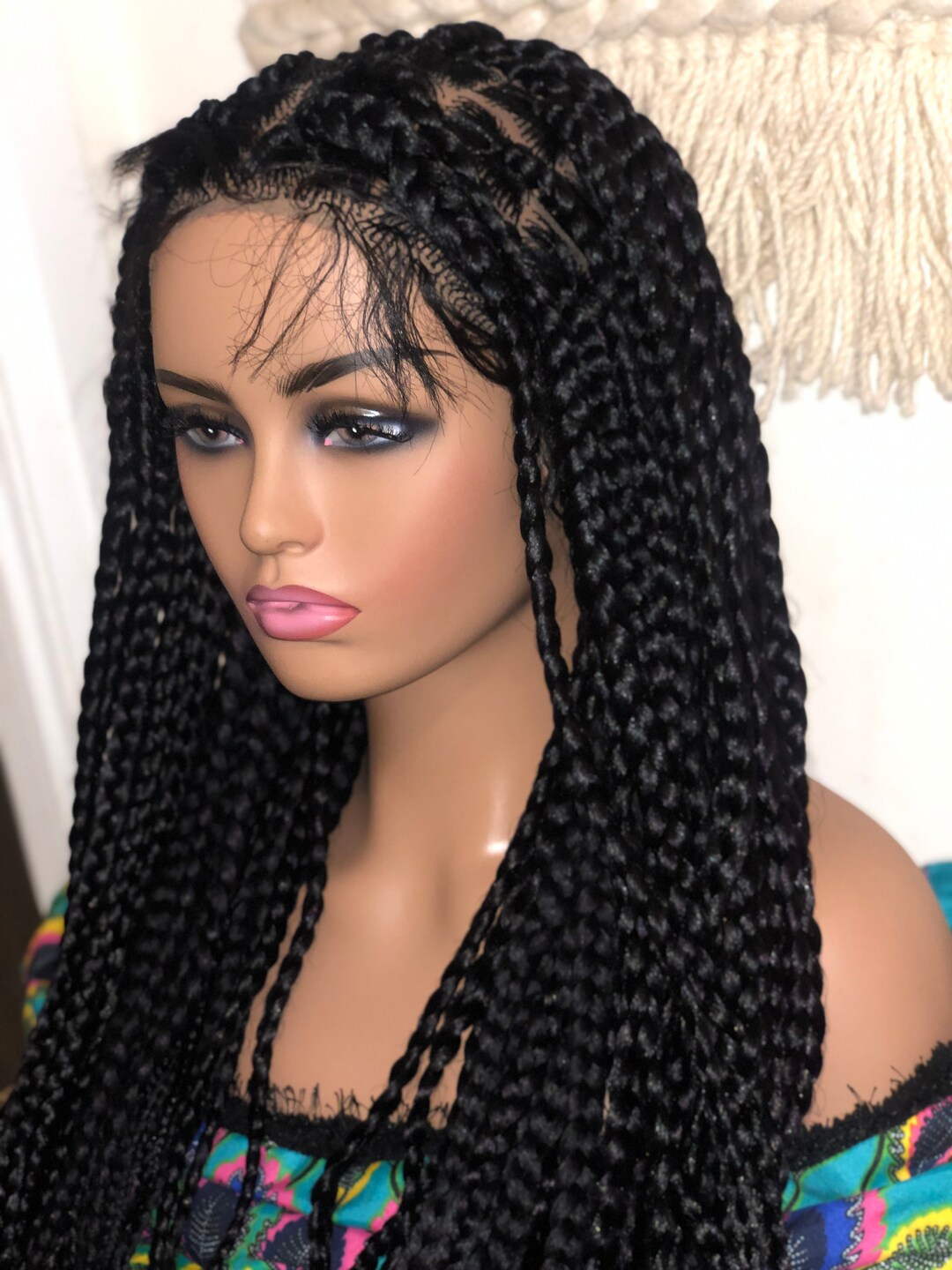 Braided Wig African Braided Wigs Lace Braided Wig Cornrow Etsy