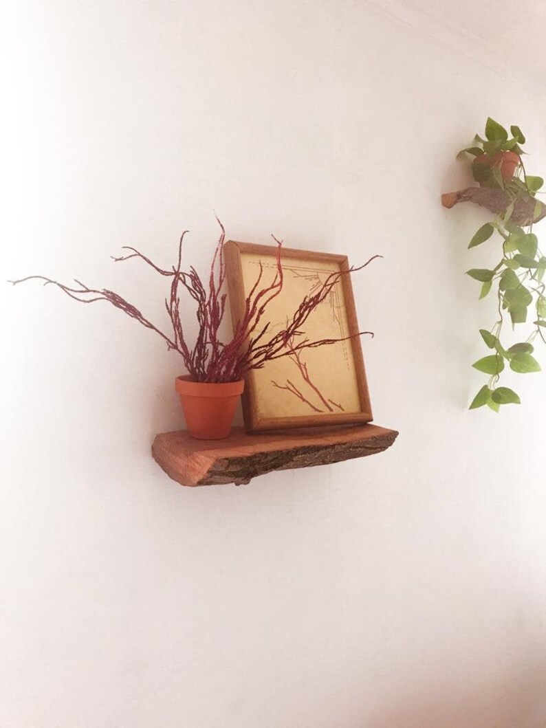 Live edge floating log shelf keyhole hanger shelf wood Etsy