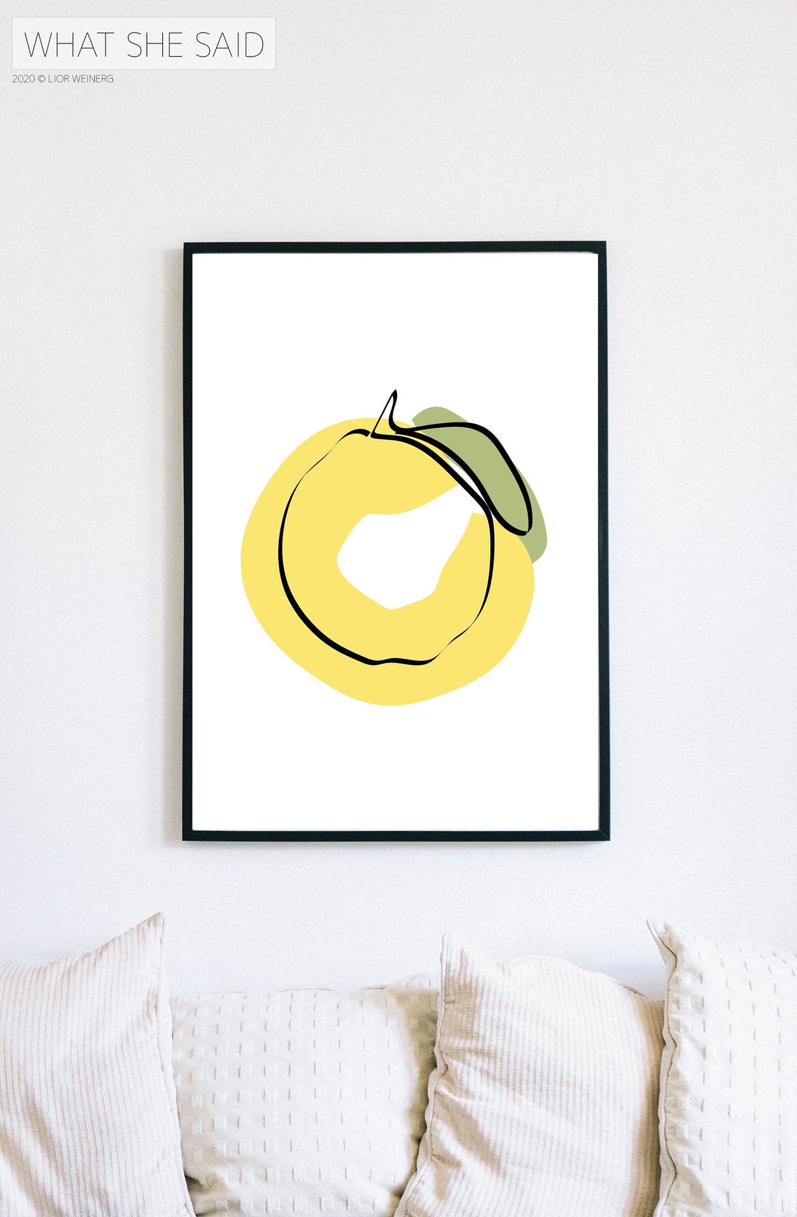Abstract yellow lemon print printable kitchen wall art Etsy