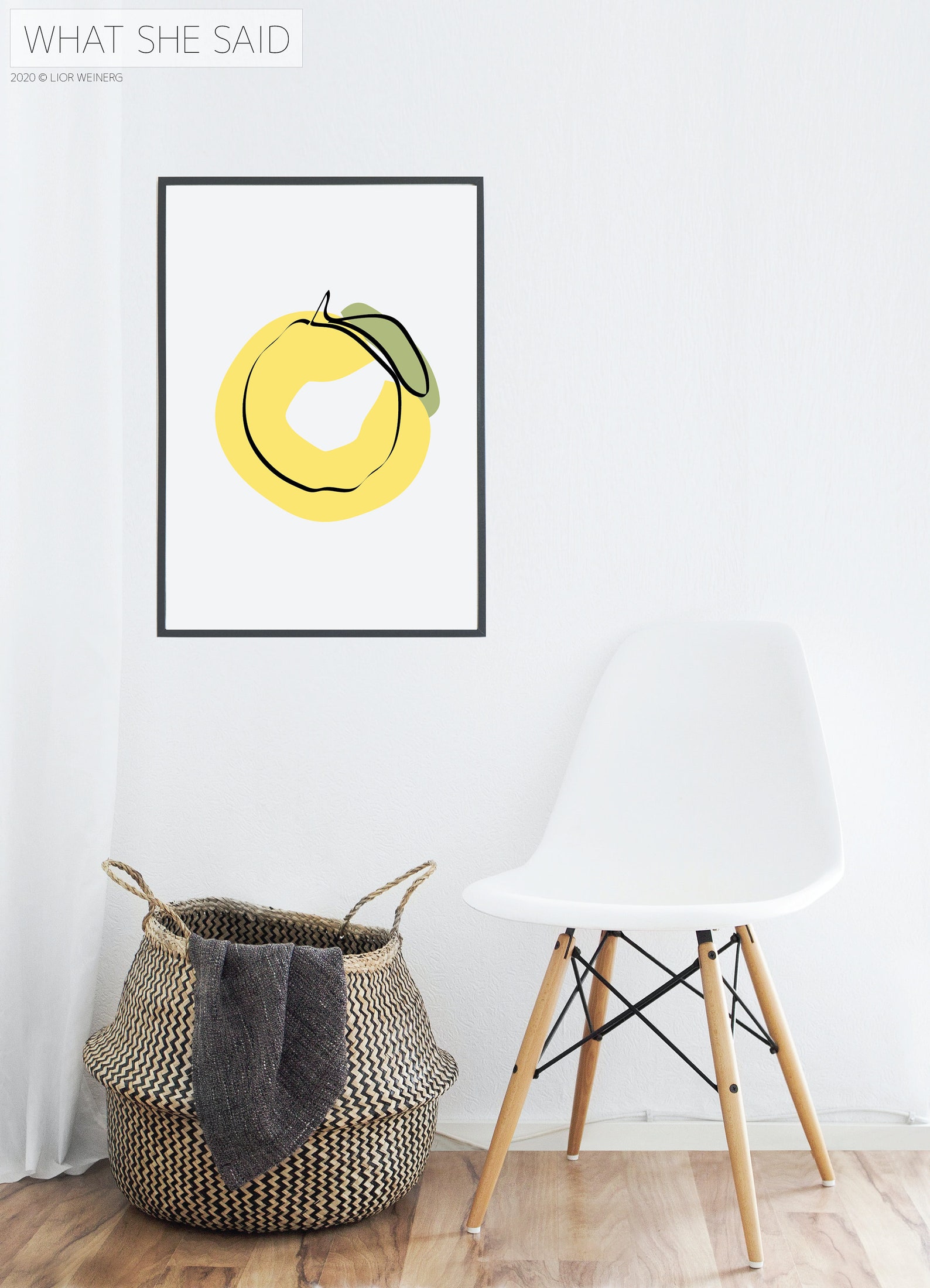 Abstract yellow lemon print printable kitchen wall art Etsy