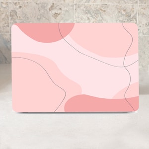 Gradual Aesthetic Lines Drawing Printing Hard Case MacBook Pro Air 13 14 15 16 Retina Pink Hand Drawing Wavy Rubberized Coverkb image 3