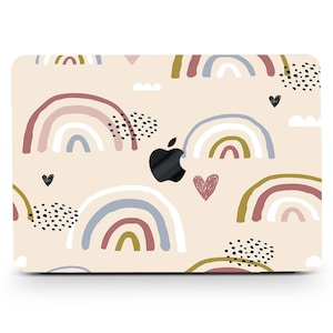 Custodia rigida per disegno a mano, pittura, MacBook Pro 13 15 16 2020 Touch Retina, linea arcobaleno, cuore, custodia in gomma per tastiera MacBook Air