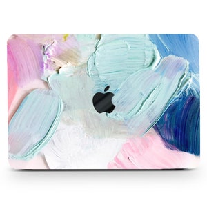 Turquoise Oil Paints Print Hard Case MacBook Pro 13 14 15 16 Touch Retina Abstract Artwork Rubberized Mac Shell MacBook Air Keyboard Cover