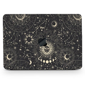 Antique Style Sun with Face Paintings Hard Mac Case MacBook Pro 13 15 16 Touch Celestial Moon Stars Rubberized MacBook Air 2020 Keypad Cover