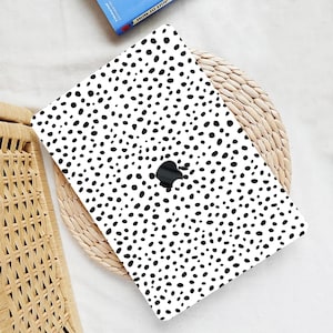 Minimal Black Dots Painting Hard Rubberized Case MacBook Air Pro 13 14 15 16 Laptops White Background Speckles Abstract Print + keypad Cover