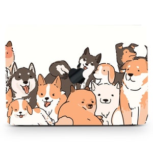 Japanese Cartoon Animals Printing Hard Case MacBook Air Pro 13 14 15 16 Touch Retina Anime Cute Dogs Shell Rubberized Shell +Keyboard Cover