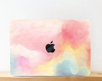 Watercolor Painting Hard Case MacBook Pro 13 15 16 Touch Retina Pink Yellow Blue Red Rainbow Skin Rubberized MacBook Air 2021 Keyboard Cover