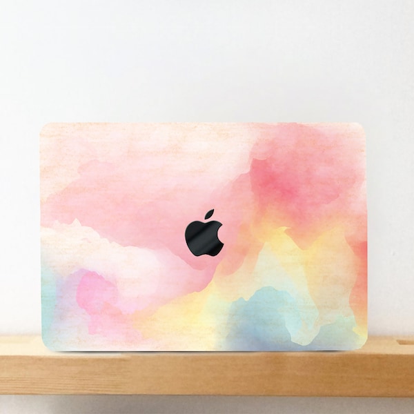 Watercolor Painting Hard Case MacBook Pro 13 15 16 Touch Retina Pink Yellow Blue Red Rainbow Skin Rubberized MacBook Air 2021 Keyboard Cover