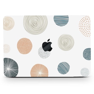 Custodia rigida con pois disegnati a mano per MacBook Air Pro 13 14 15 16 Touch Retina, cerchi semplici, design minimalista, guscio gommato + copritastiera