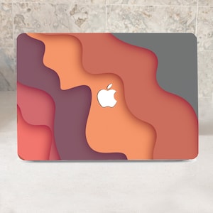 Colorful Ombre Waves Illustration Painting Hard Case MacBook Air Pro 13 14 15 16 Laptops Abstract Overlay Art Design Rubberized Cover+Keypad